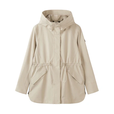(Women) AIGLE Beige GTX Waterproof Windproof Hooded Jacket BE543