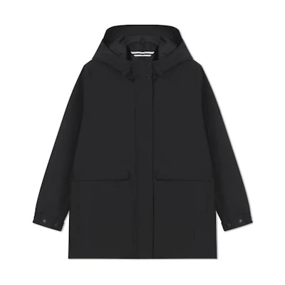 (Women) AIGLE Black Waterproof Windproof Outdoor Hooded Jacket AF843