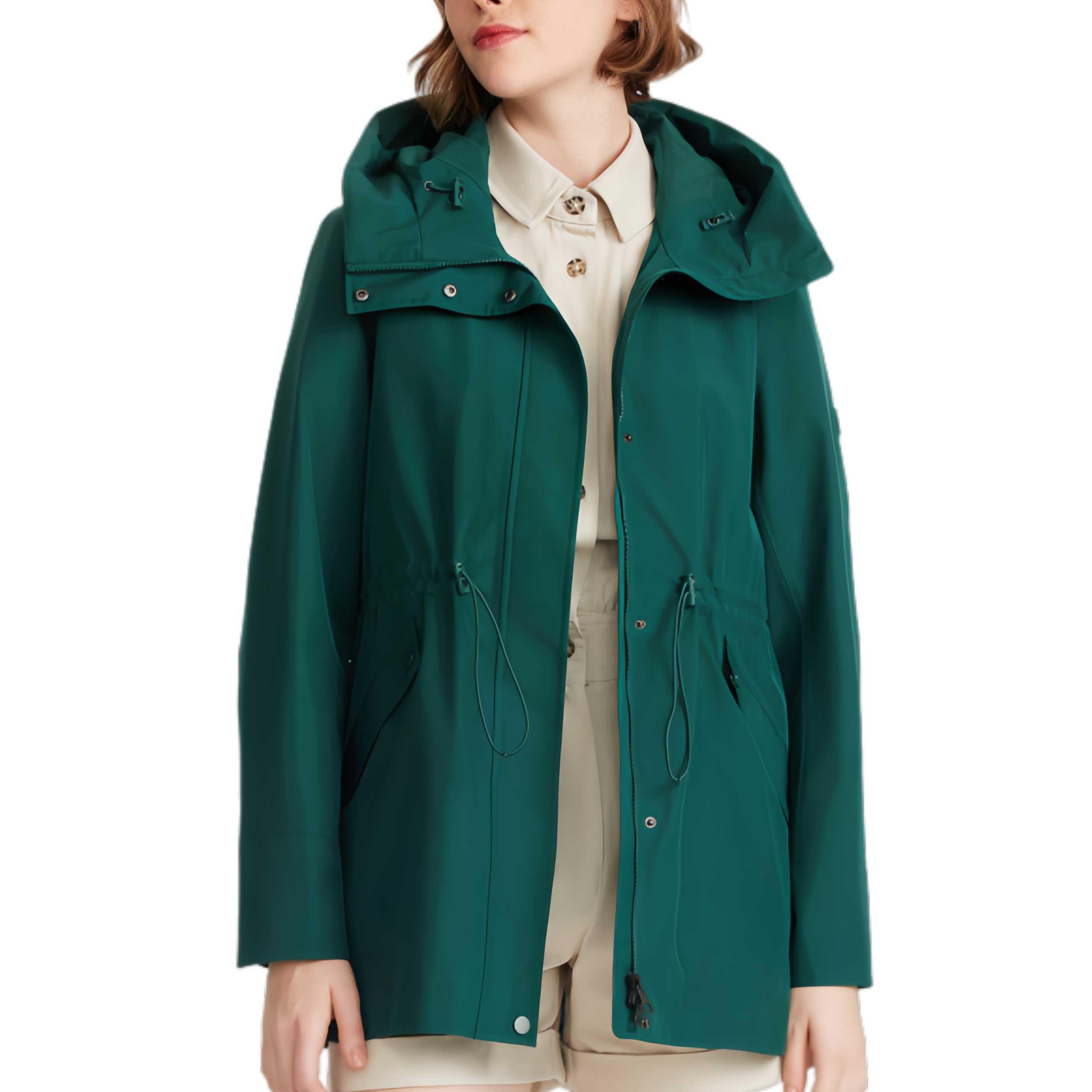 (Women) AIGLE Forest Green Waterproof Hooded Jacket FW/AW24 BE542