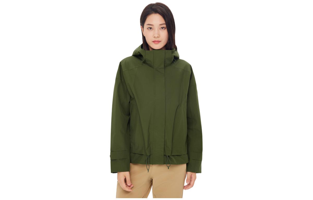 (Women) AIGLE Green Waterproof Windproof Outdoor Jacket with Logo AQ691