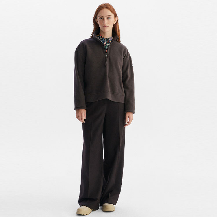 (Women) AIGLE Half-Zip Fleece Pullover in Cocoa Brown - Warm & Comfortable AC334 圖 3