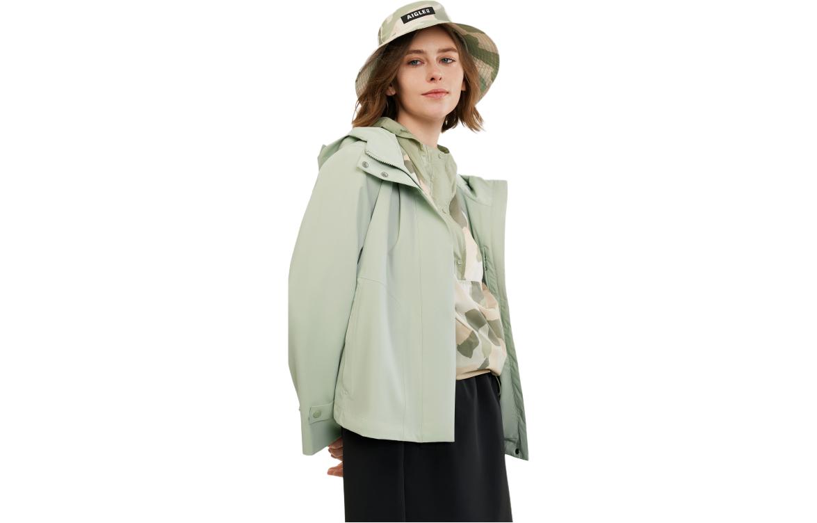 (Women) AIGLE MTD Waterproof Windproof Breathable Jacket Green AW751