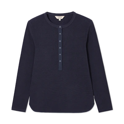 (Women) AIGLE Navy Blue Fleece Pullover with Half-Button Design AX531