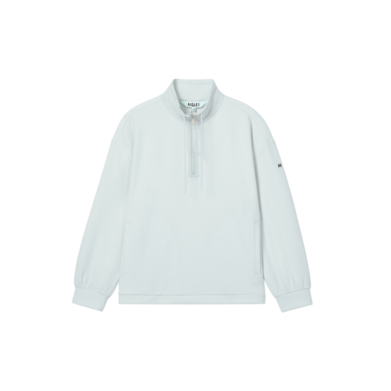 (Women) AIGLE Outdoor Pullover Sweatshirt Solid Color Light Blue AN296