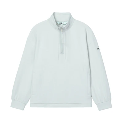 (Women) AIGLE Outdoor Pullover Sweatshirt Solid Color Light Blue AN296