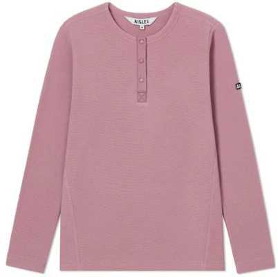 (W) AIGLE Polartec Logo Bordir Half-Zip Fleece Pullover Wanita Rose Pink AS492 Order (W) AIGLE Polartec Logo Bordir Half-Zip Fleece Pullover Wanita Rose Pink AS492