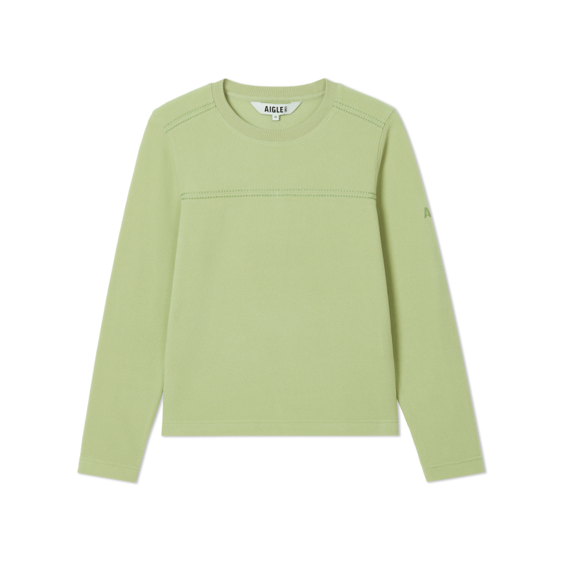 (Women) AIGLE Polartec Green Crewneck Pullover Sweatshirt - Outdoor Casual Wear AQ252