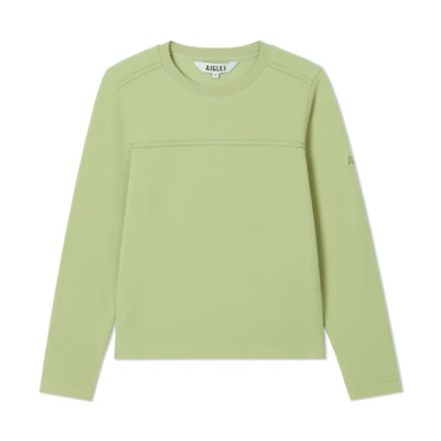 (Women) AIGLE Polartec Green Crewneck Pullover Sweatshirt - Outdoor Casual Wear AQ252