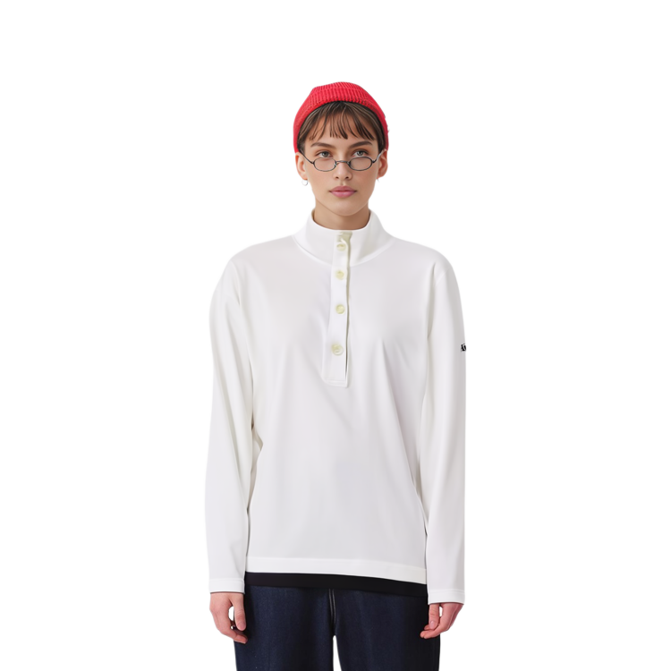 (Women) AIGLE Solid Color Stand Collar Sweatshirt Pink White AA503 圖 5