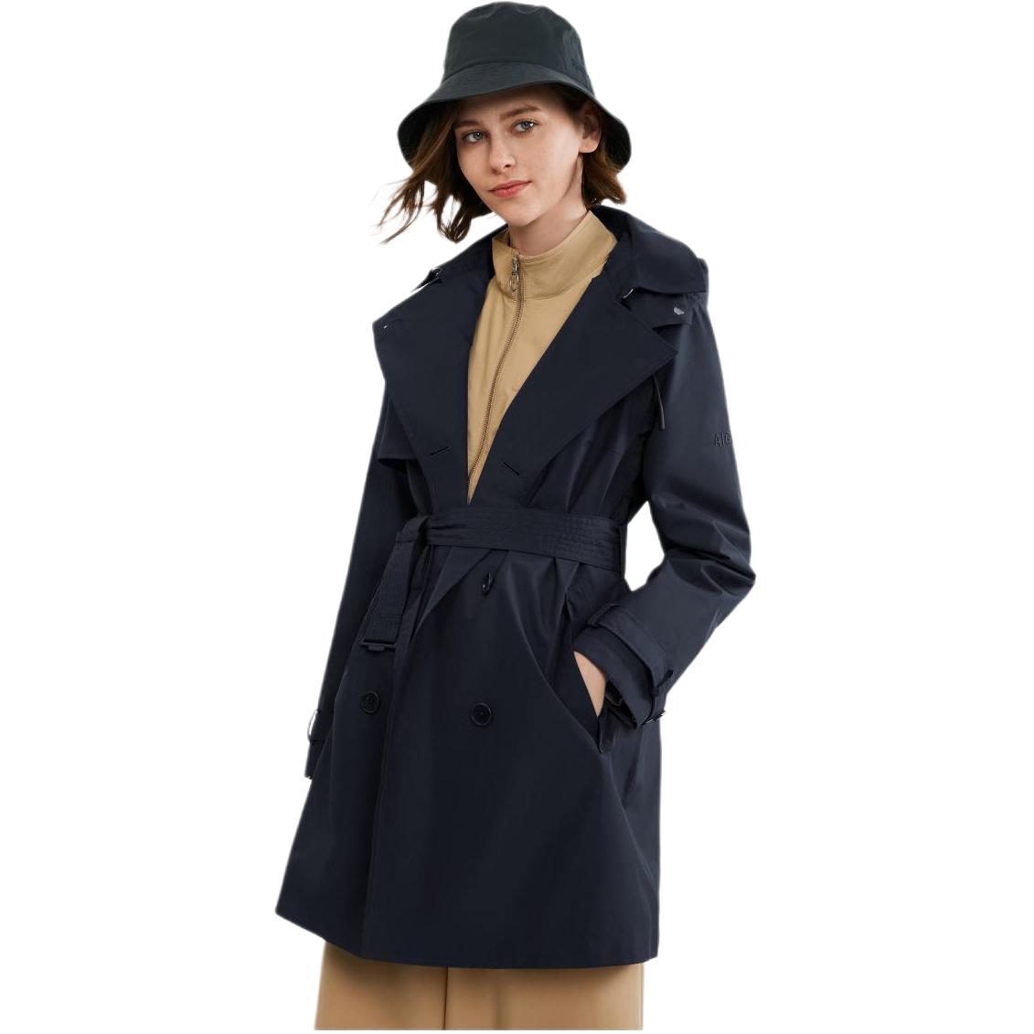 (Women) AIGLE Waterproof Hooded Jacket - Deep Blue, Windproof & Breathable BC346