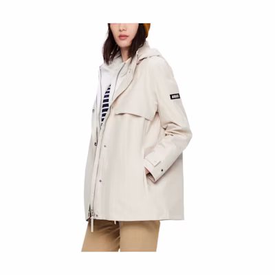 (Women) AIGLE Waterproof Windbreaker Hoodie Jacket Beige Mink Color AM372