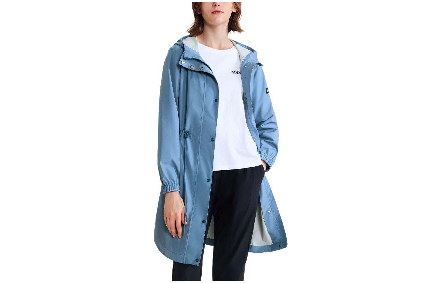 (Women) AIGLE Waterproof Windbreaker Jacket - Breathable Long Sleeve in Harbor Blue AT267