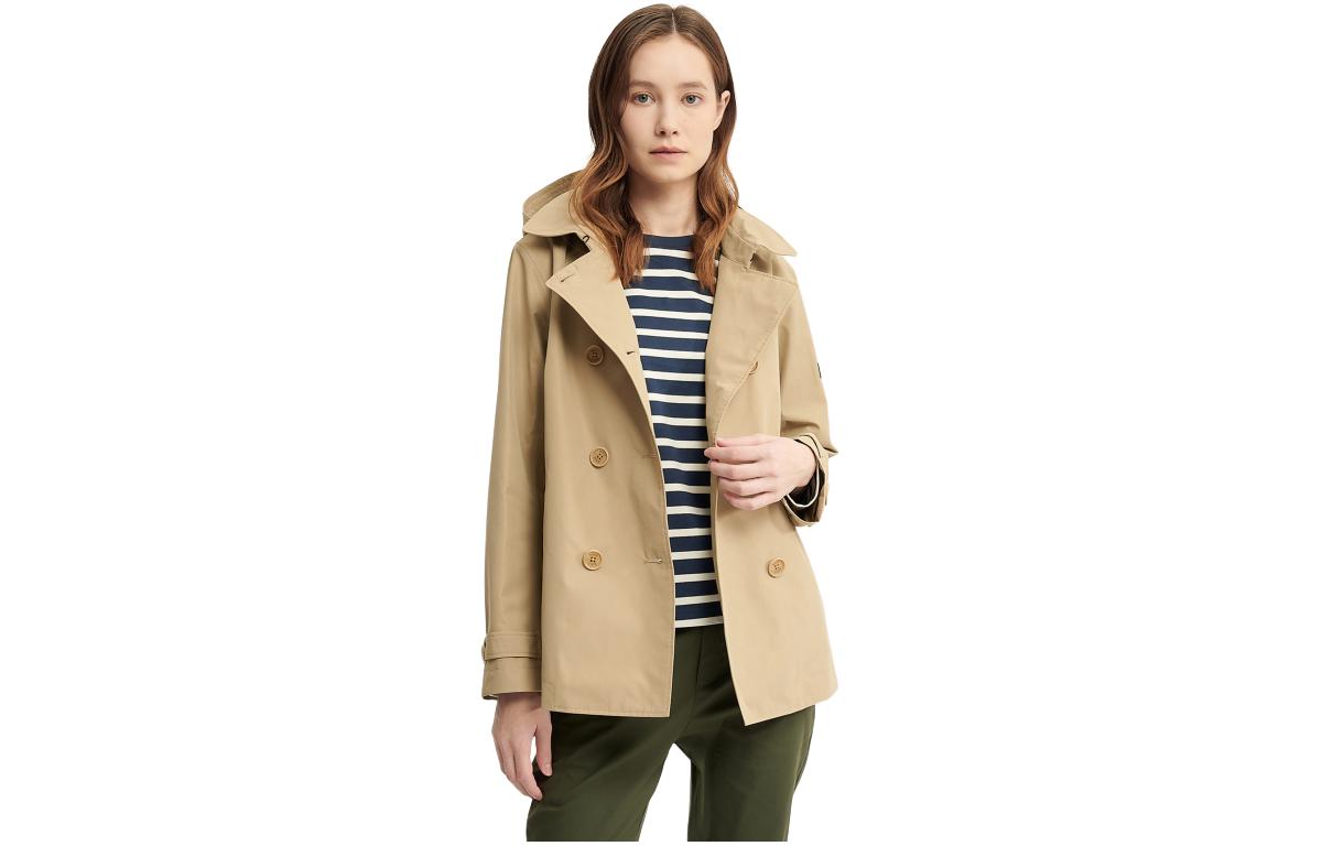 (Women) AIGLE Waterproof Windbreaker Jacket with Detachable Hood - Beige AV961