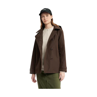 (Women) AIGLE Waterproof Windbreaker Jacket with Hood - Ebony Brown AV962