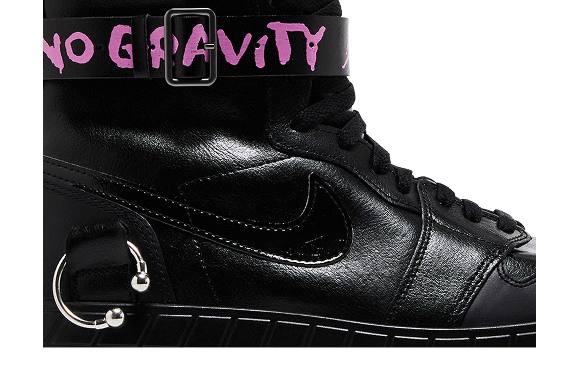 Order 喬丹 Air Jordan 1 Brooklyn 舒適緩衝長筒靴 短靴 中跟 女款 黑紫色