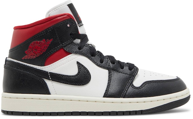 (Women) Air Jordan 1 Mid 'Black Sail Gym Red' BQ6472-061 Buy (Women) Air Jordan 1 Mid 'Black Sail Gym Red' BQ6472-061