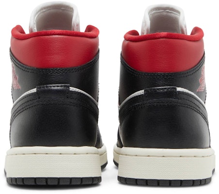 (Women) Air Jordan 1 Mid 'Black Sail Gym Red' BQ6472-061 Details for (Women) Air Jordan 1 Mid 'Black Sail Gym Red' BQ6472-061