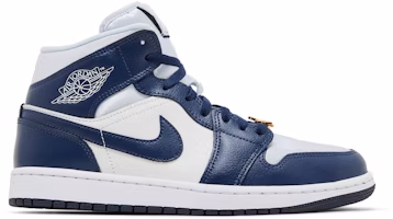 (Women) Air Jordan 1 Mid 'Midnight Navy Gold Charms' FZ8777-044 (Women) Air Jordan 1 Mid 'Midnight Navy Gold Charms' FZ8777-044