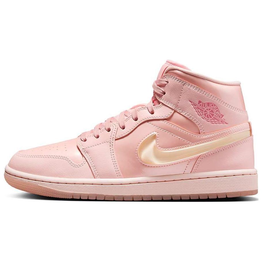 (Women) Air Jordan 1 Mid "Pink Patent" Retro Basketball Shoes - Stylish & Durable. HF3173-600