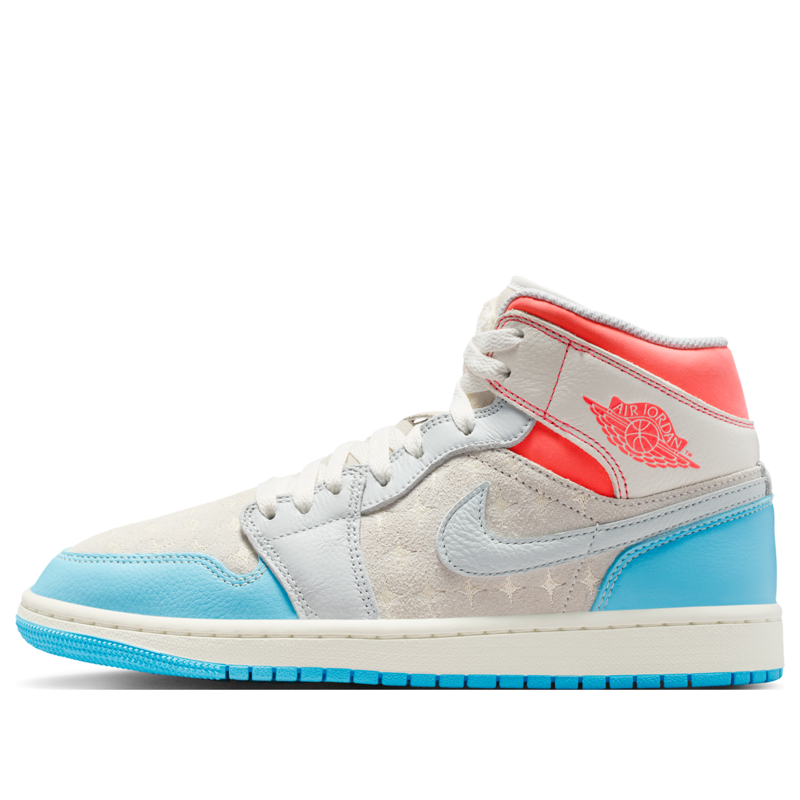 (Women) Air Jordan 1 Mid 'Sail Hot Lava Blue Chill' IM7420-133