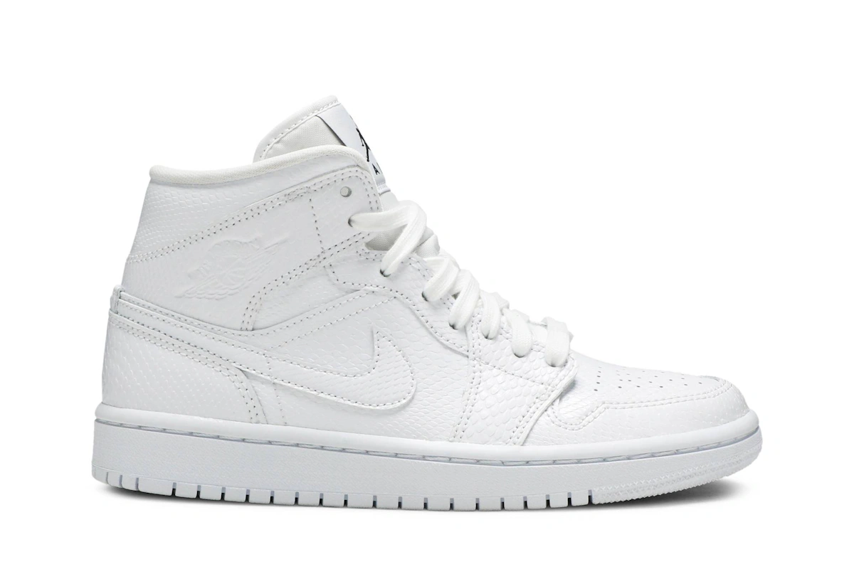 (Women) Air Jordan 1 Mid 'White Snakeskin' BQ6472-110
