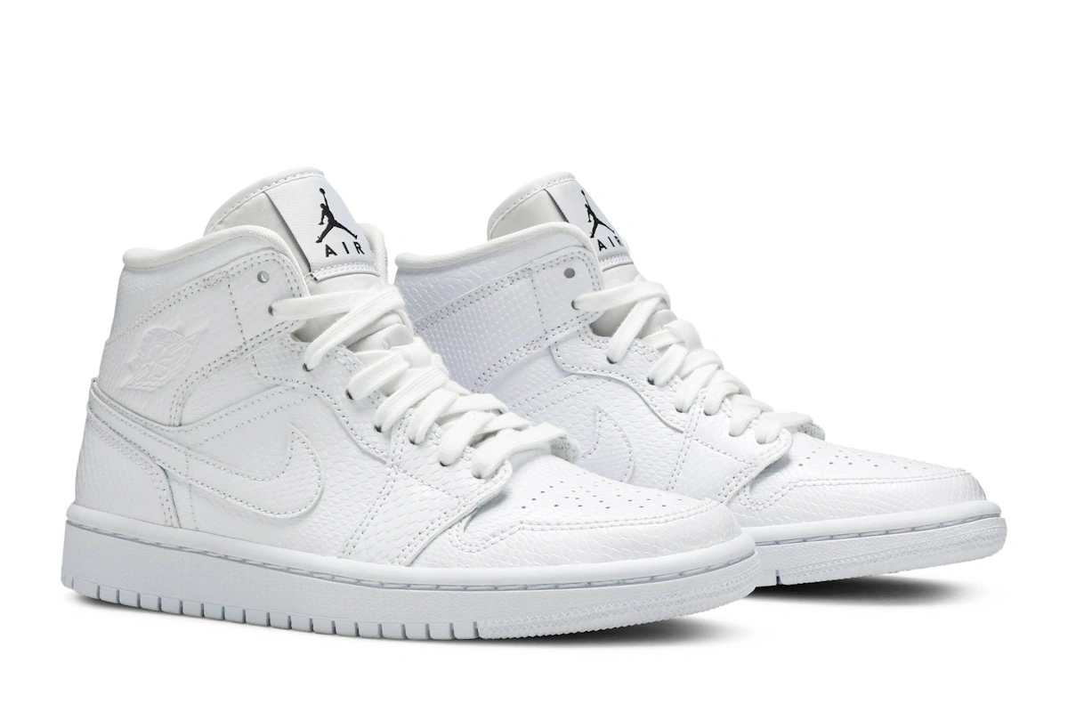 (Women) Air Jordan 1 Mid 'White Snakeskin' BQ6472-110
