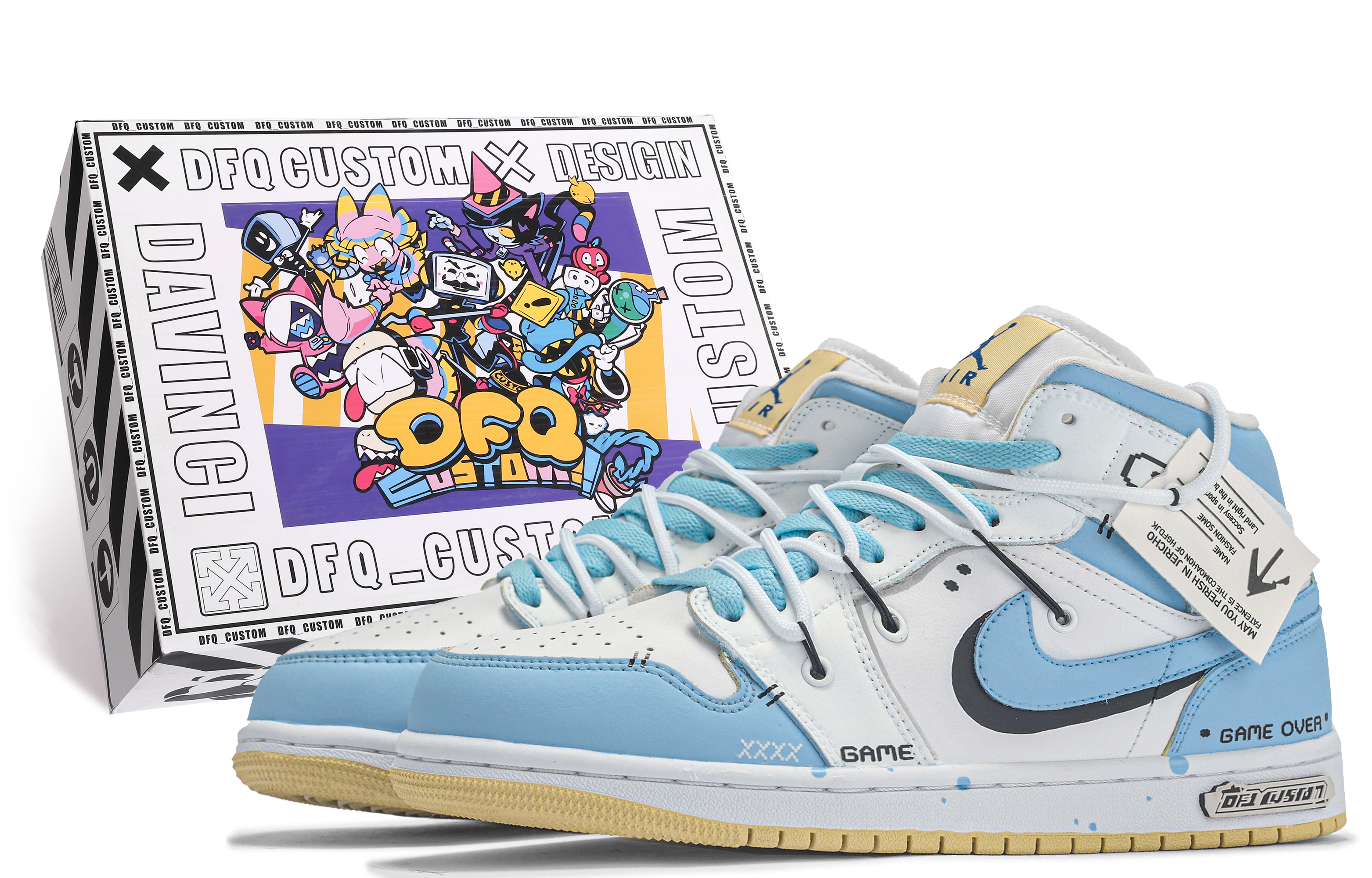 Buy (Women) Air Jordan 1 Mid Custom 'Da Vinci Game Over' BQ6472-701(TeamM-GameOver-BOX)