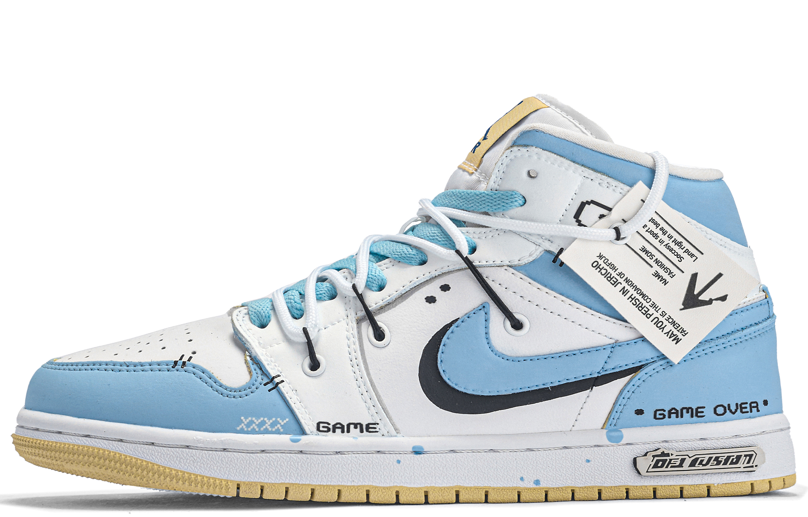 Buy (W) Air Jordan 1 中帮定制款 '达·芬奇 GameOver' BQ6472-701(TeamM-GameOver)