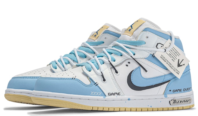 (W) Air Jordan 1 中帮定制款 '达·芬奇 GameOver' BQ6472-701(TeamM-GameOver) Lookbook (W) Air Jordan 1 中帮定制款 '达·芬奇 GameOver' BQ6472-701(TeamM-GameOver)