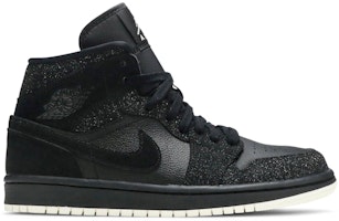 (Women) Air Jordan 1 Mid Glitter Black BQ6472-001