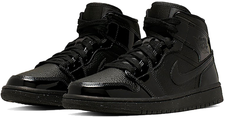 (W) Air Jordan 1 Mid Patent 'Hitam Triple' BQ6472-003 Lookbook (W) Air Jordan 1 Mid Patent 'Hitam Triple' BQ6472-003