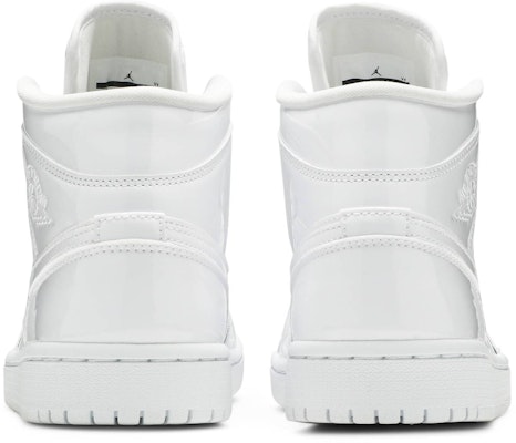 (Women) Air Jordan 1 Mid Patent 'Triple White' BQ6472-111 Details for (Women) Air Jordan 1 Mid Patent 'Triple White' BQ6472-111