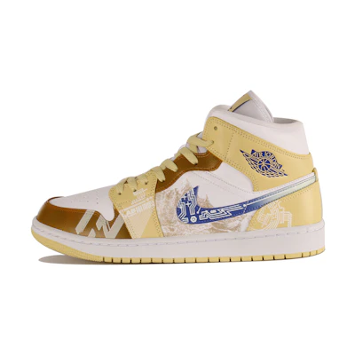 (W) Jordan 1 Mid Yellow White 'Space Technology Moon Project'