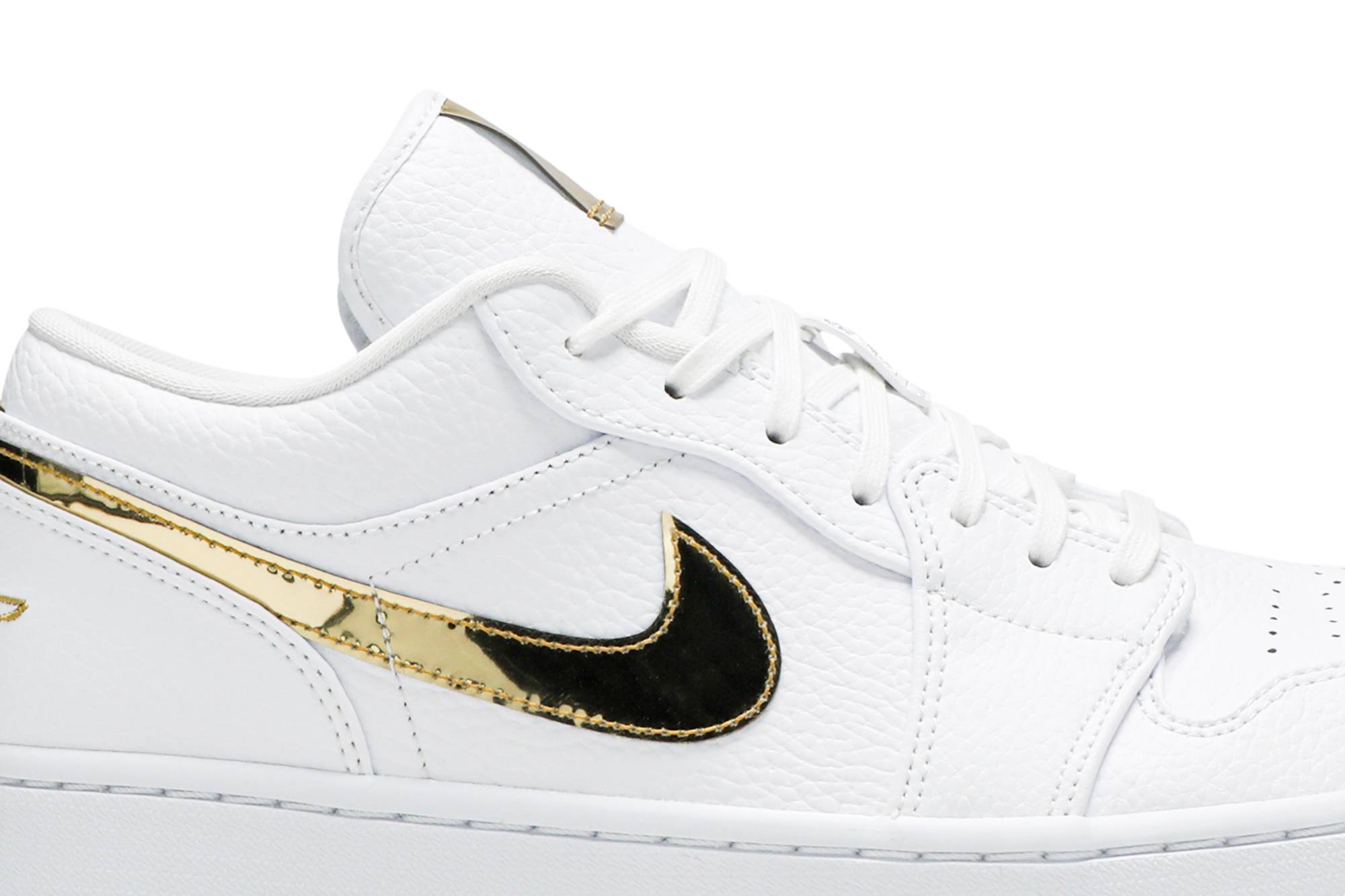 (Women) Air Jordan 1 Retro Low White Metallic Gold CZ4776-100 Nicesnk