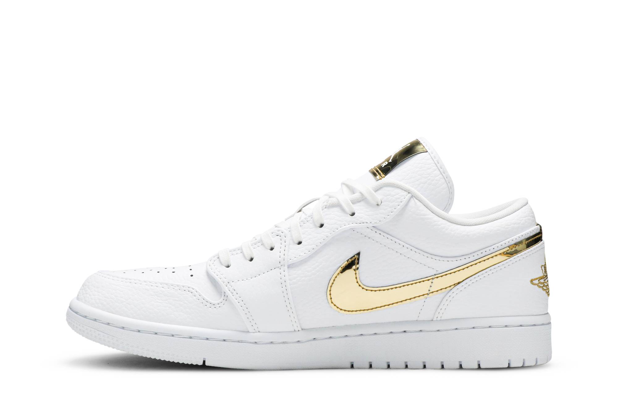 (Women) Air Jordan 1 Retro Low White Metallic Gold CZ4776-100 Nicesnk