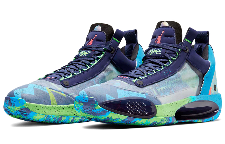 Lookbook (W) Air Jordan 34 Low PF Regency Purple ''Blau Grün''. CZ7746-500