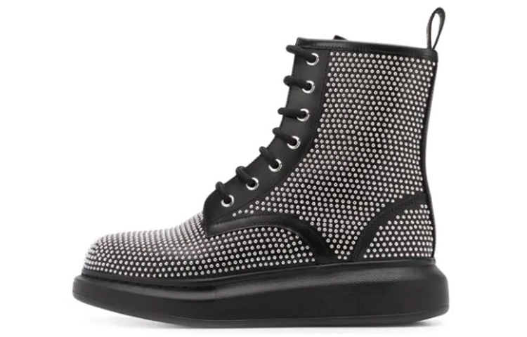 (W) Alexander McQueen 1081 Stud Lace-Up Boot 'Black'