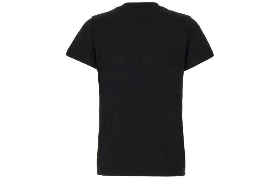 Lookbook (Women) Alexander McQueen  Black Fitted Crewneck Letter Logo T-Shirt 781403-QZALT-0901