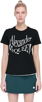 (Women) Alexander McQueen Black Fitted Crewneck Letter Logo T-Shirt 781403-QZALT-0901 Shop (Women) Alexander McQueen Black Fitted Crewneck Letter Logo T-Shirt 781403-QZALT-0901