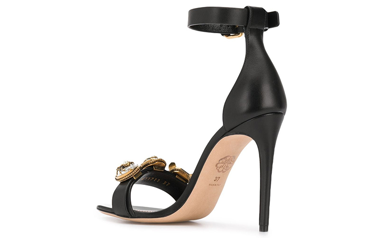 Lookbook (W) Alexander McQueen 'Sandalia de Tacón Alto con Correa de Gemas Negras' 611711WHXN21088