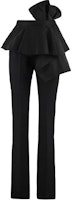 (Women) Alexander McQueen Black Ruffle Waist Bow Detail Casual Pants 650106-QJAAA-1000 (Women) Alexander McQueen Black Ruffle Waist Bow Detail Casual Pants 650106-QJAAA-1000