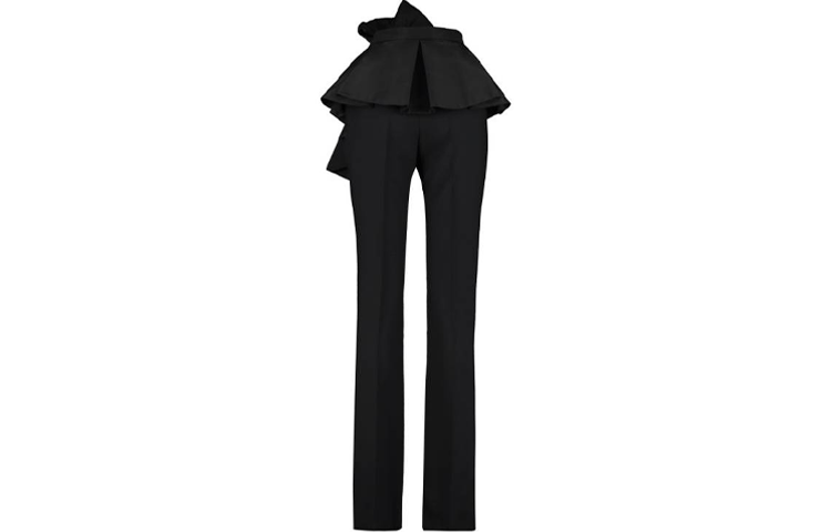 Lookbook (W) Alexander McQueen Pantalones Negros Casual con Volantes y Lazo en la Cintura 650106-QJAAA-1000