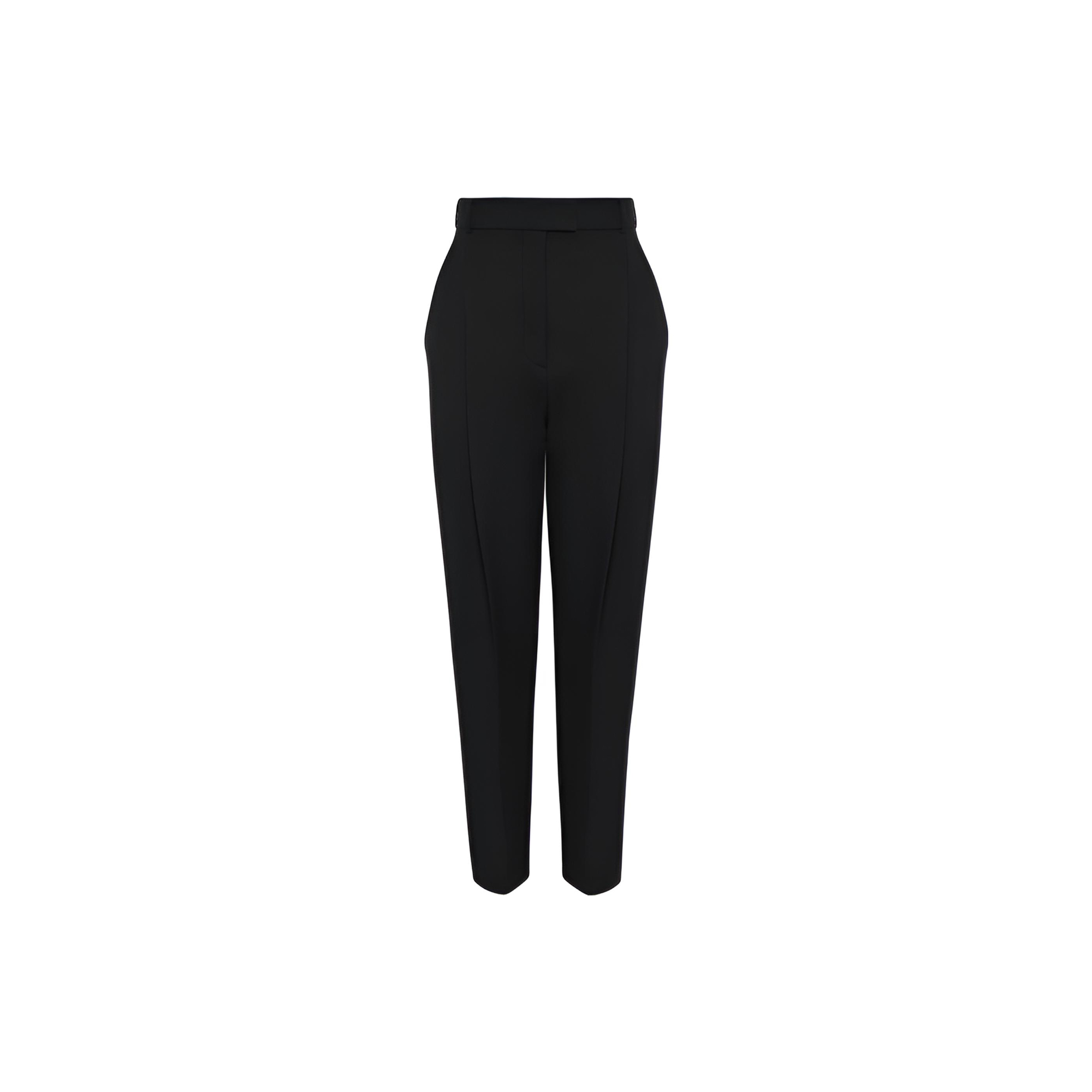(Women) Alexander McQueen  Black Solid Tapered Suit Trousers 686728-QJACA-1000
