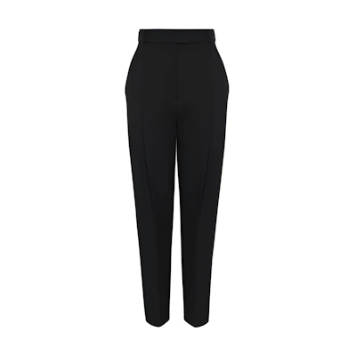 (Women) Alexander McQueen Black Solid Tapered Suit Trousers 686728-QJACA-1000