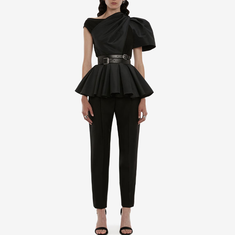 (Women) Alexander McQueen  Black Solid Tapered Suit Trousers 686728-QJACA-1000 圖 3