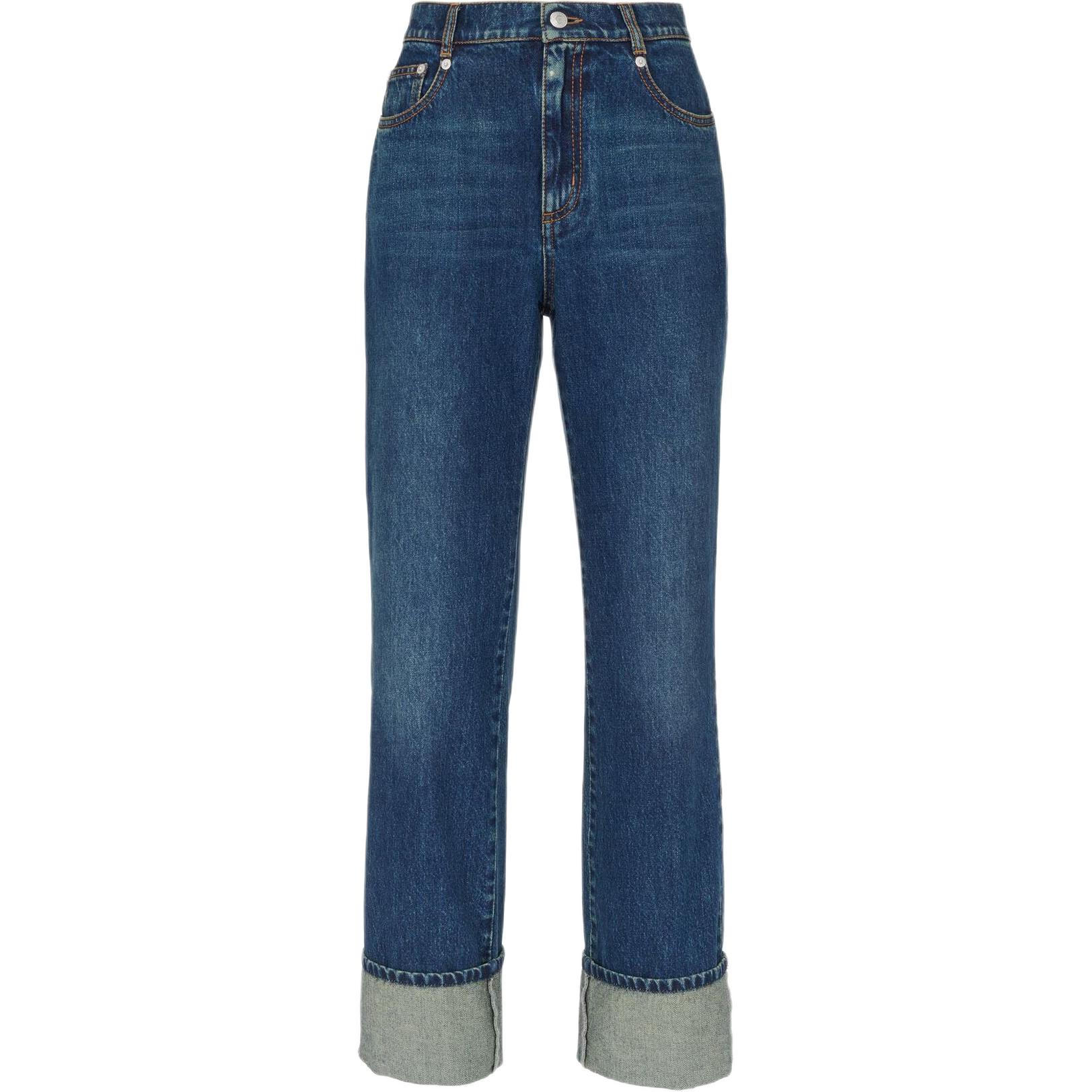 (Women) Alexander McQueen  Blue Straight-Fit Jeans with Belt Loop and Zip Detailing 797823-QMACS-4297