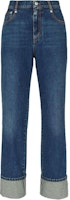(Women) Alexander McQueen Blue Straight-Fit Jeans with Belt Loop and Zip Detailing 797823-QMACS-4297 (Women) Alexander McQueen Blue Straight-Fit Jeans with Belt Loop and Zip Detailing 797823-QMACS-4297