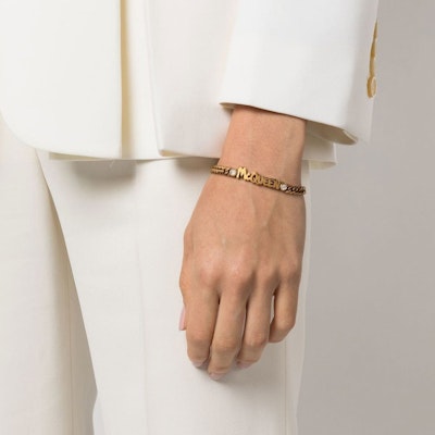 (Women) Alexander McQueen Brass Letter Logo Fashion Bracelet. 710501J160T7114 Shop (Women) Alexander McQueen Brass Letter Logo Fashion Bracelet. 710501J160T7114