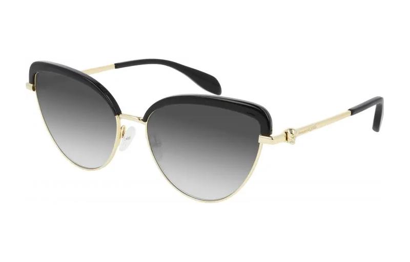 (Women) Alexander McQueen  Cat-Eye Metal Sunglasses Black AM0257S-001 58
