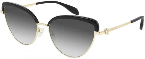 (Women) Alexander McQueen Cat-Eye Metal Sunglasses Black AM0257S-001 58 (Women) Alexander McQueen Cat-Eye Metal Sunglasses Black AM0257S-001 58